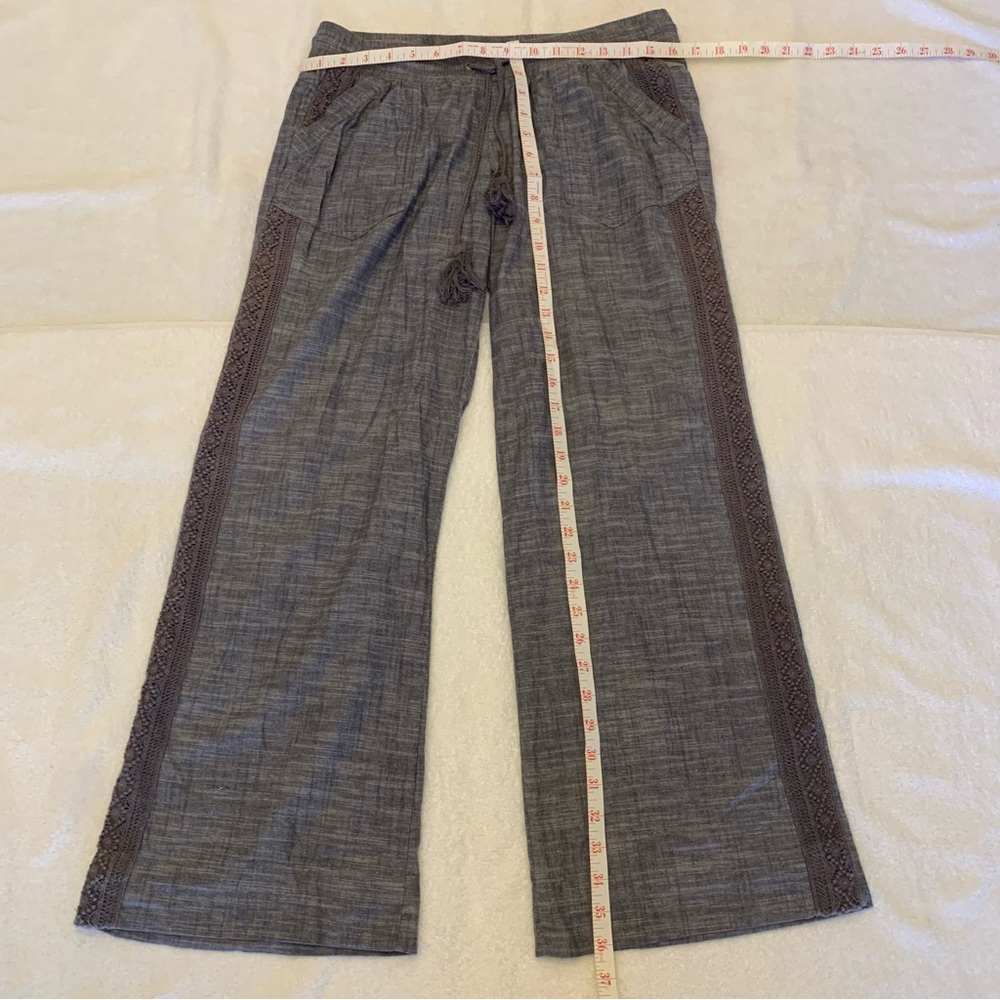 Jolt Drawstring Linen Pants Grey Embroidered with Tassels Women’s Size 3